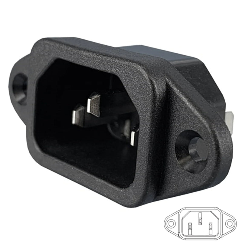 AC power inlet screw mount countersunk .25 quick disconnect