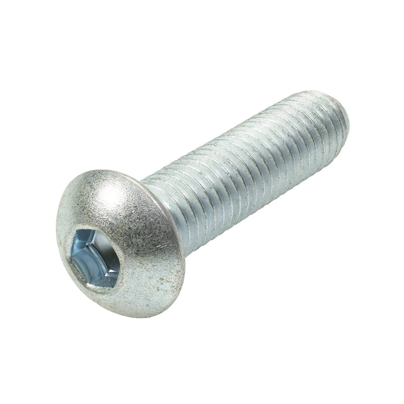 Zinc-plated button head cap screw, 1/2"-13 x 2.00", fully threaded for low-profile industrial fastening.