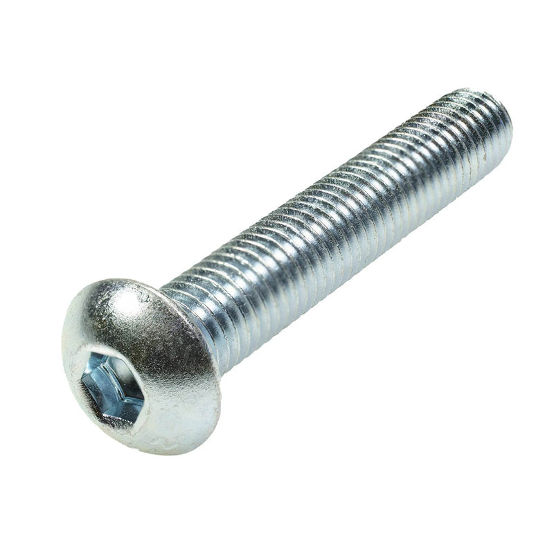 Grade 5 zinc plated button head cap screw 1/2-13 x 3 in full thread industrial fastener