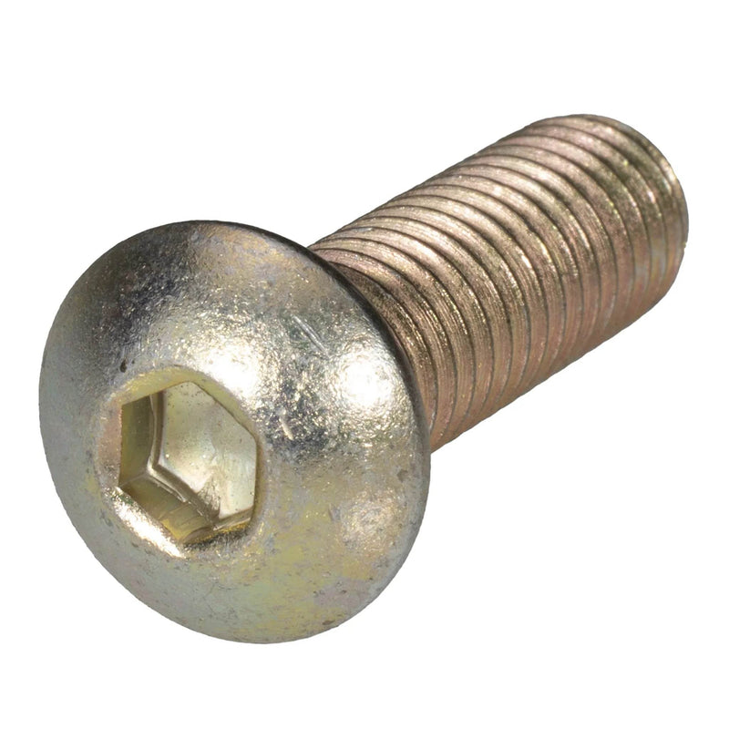 Yellow zinc button head cap screw 3/8-16 x 1.25 in full thread machine hardware