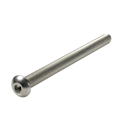 Stainless steel button head cap screw, 3/8"-16 x 5.50", fully threaded for corrosion-resistant low-profile fastening.