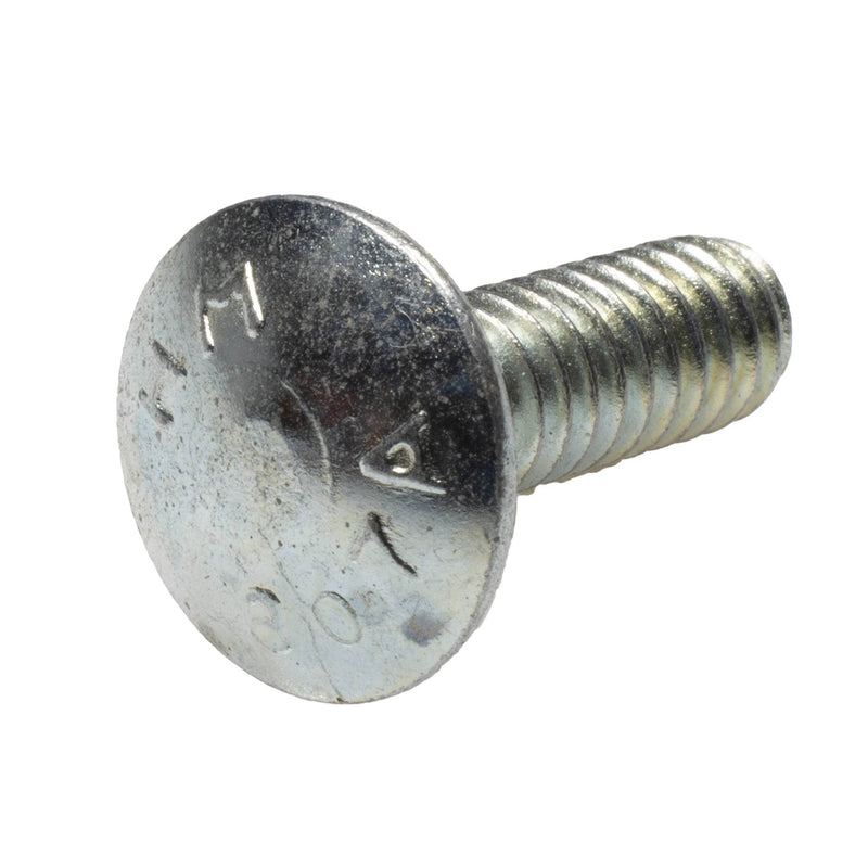 Zinc plated grade 2 carriage bolt 1/4-20 x .75 in partial thread hardware fastener