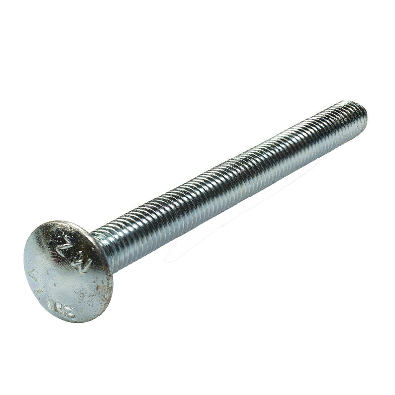 Grade 2 zinc-plated carriage bolt, 3/8"-16 x 4.50", partially threaded for secure fastening in wood and metal assemblies.