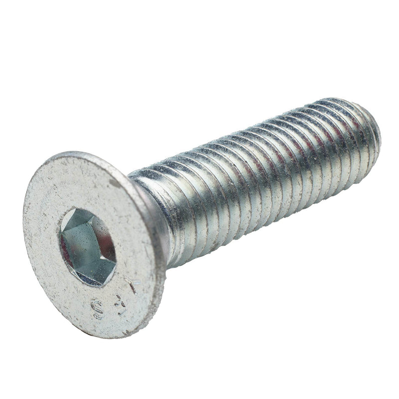 Zinc-plated A835 flat head cap screw, 1/2"-13 x 2.00", fully threaded for high-strength flush fastening.