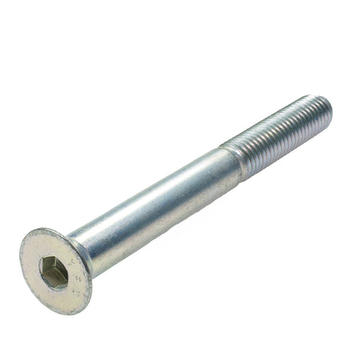 Zinc-plated F835 flat head cap screw, 1/2"-13 x 5.00", fully threaded for high-strength flush fastening.