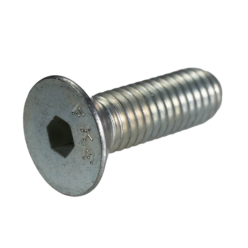 Flat head cap screw 3/8-16 x 1.25 in zinc plated full thread roller coaster bolt