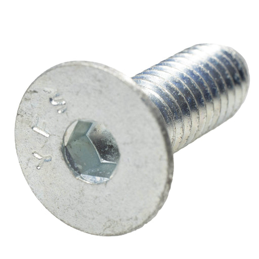 Zinc-plated F835 hex flat head cap screw, 5/16"-18 x 1.00", fully threaded for high-strength flush fastening.