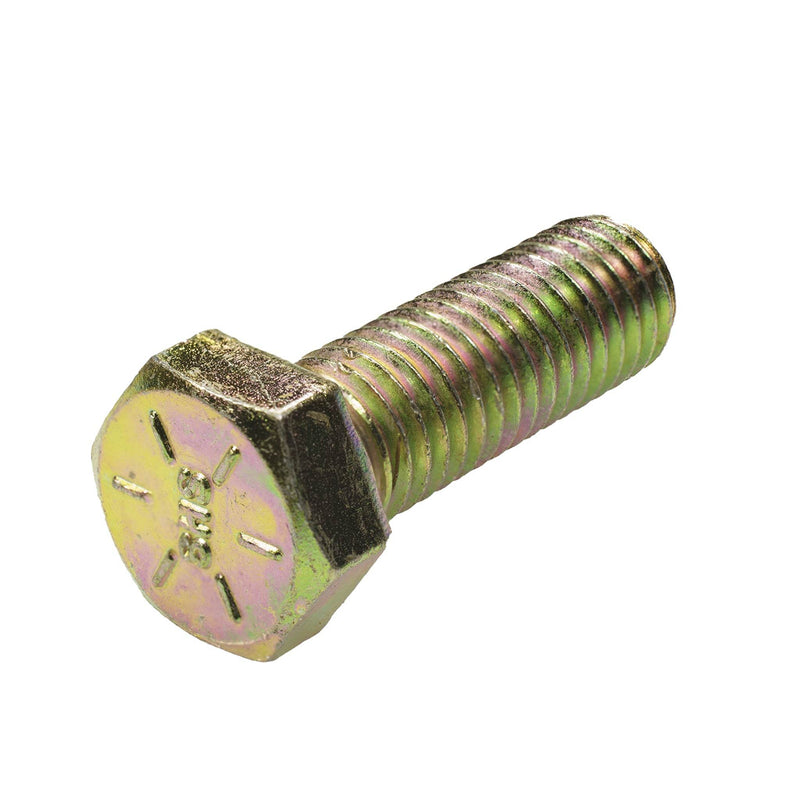 Grade 8 yellow zinc heavy hex cap screw 1/2-13 x 1.50 in full thread structural hardware