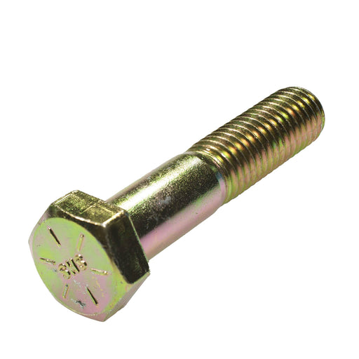 Grade 8 yellow zinc heavy hex cap screw 1/2-13 x 2.50 in partial thread fastener