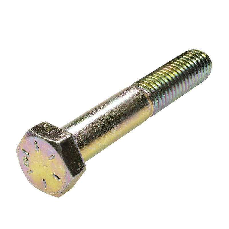 Grade 8 yellow zinc hex head cap screw, 1/2"-13 x 3.00", partially threaded for heavy-duty fastening.