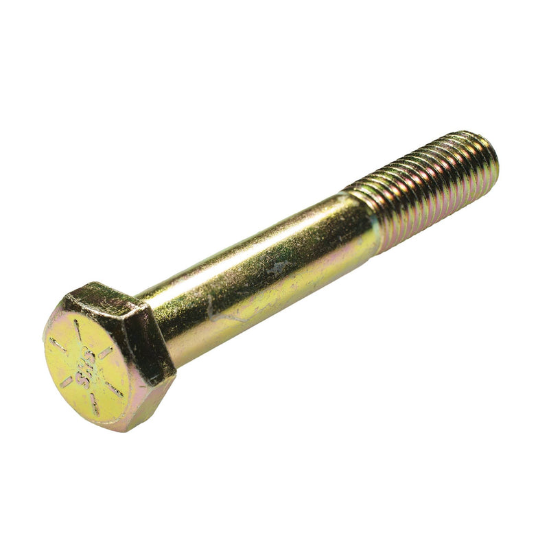Grade 8 yellow zinc hex head cap screw, 1/2"-13 x 3.50", partially threaded for heavy-duty fastening.