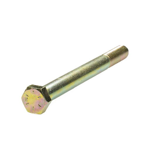 Grade 8 yellow zinc hex head cap screw, 1/2"-13 x 5.50", partially threaded for heavy-duty fastening.