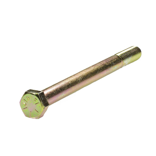 Grade 8 yellow zinc hex head cap screw, 1/2"-13 x 6.00", partially threaded for heavy-duty fastening.