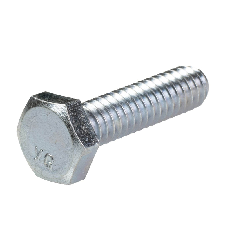 Zinc-plated hex head cap screw, 1/4"-20 x 1.00", fully threaded for general-purpose industrial fastening.