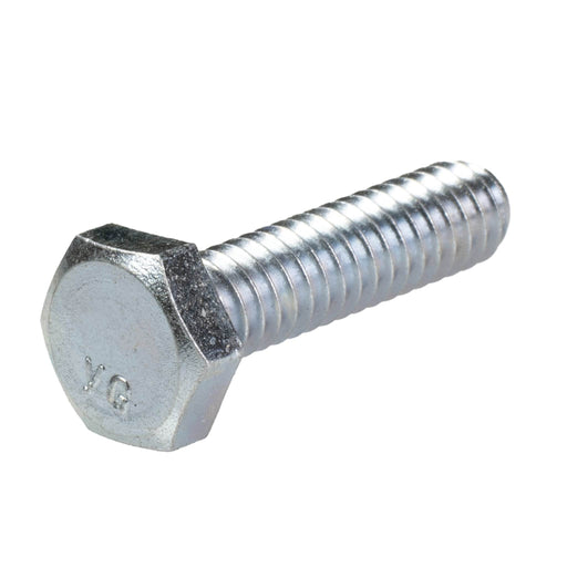 Zinc-plated hex head cap screw, 1/4"-20 x 1.00", fully threaded for general-purpose industrial fastening.