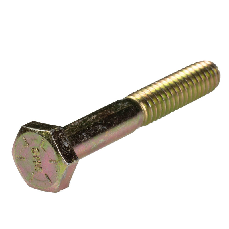 Grade 8 yellow zinc heavy hex cap screw 1/4-20 x 1.75 in partial thread bolt
