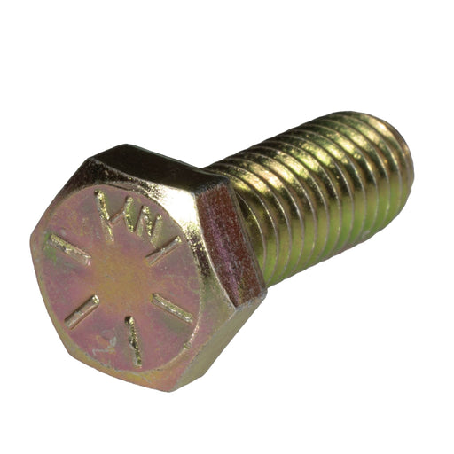 Grade 8 yellow zinc heavy hex cap screw 3/8-16 x 1 in full thread bolt