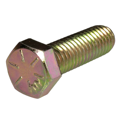 Grade 8 yellow zinc heavy hex cap screw 3/8-16 x 1.25 in full thread bolt