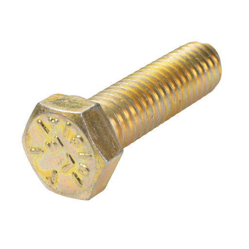 Grade 8 yellow zinc heavy hex cap screw 3/8-16 x 1.375 in partial thread coaster bolt