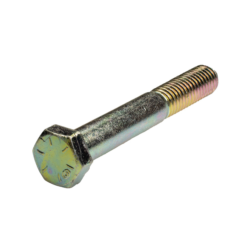 Grade 5 yellow zinc hex head cap screw, 3/8"-16 x 2.75", partially threaded for durable industrial fastening.