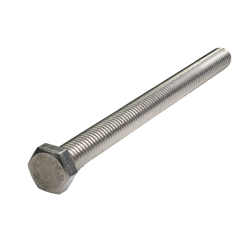 Stainless steel heavy hex cap screw 3/8-16 x 5 in full thread coaster bolt