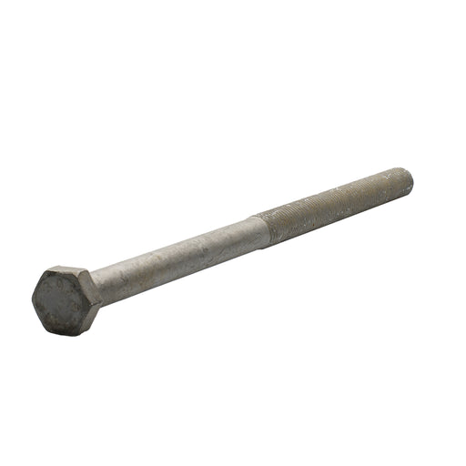 A307 hot-dip galvanized hex head cap screw, 5/8"-11 x 12.00", partially threaded for structural and outdoor fastening.