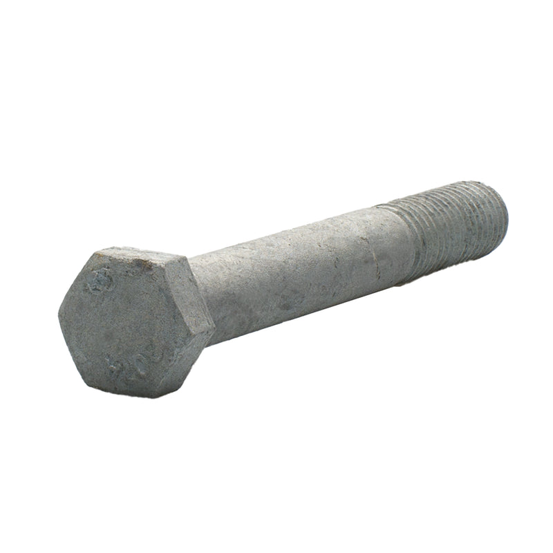 A307 hot-dip galvanized hex head cap screw, 5/8"-11 x 5.00", partially threaded for structural fastening.