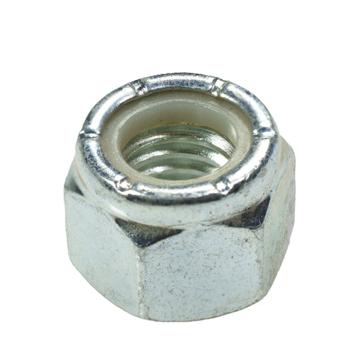 Zinc-plated nylon-insert locknut, 1/2"-13 size, for secure vibration-resistant fastening.
