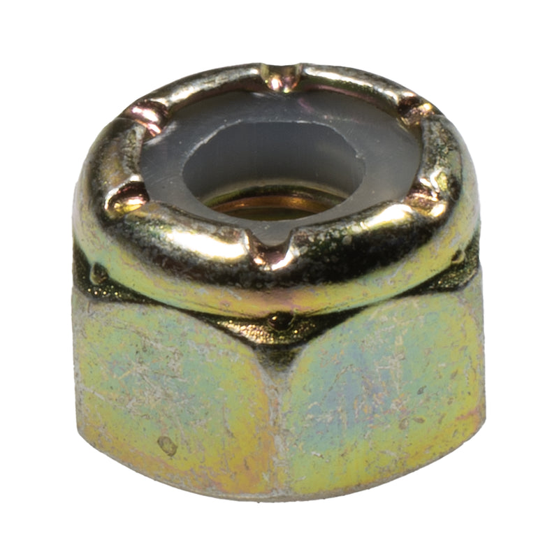 Nylon insert locknut 1/4-20 yellow zinc grade 8 secure fastening nut