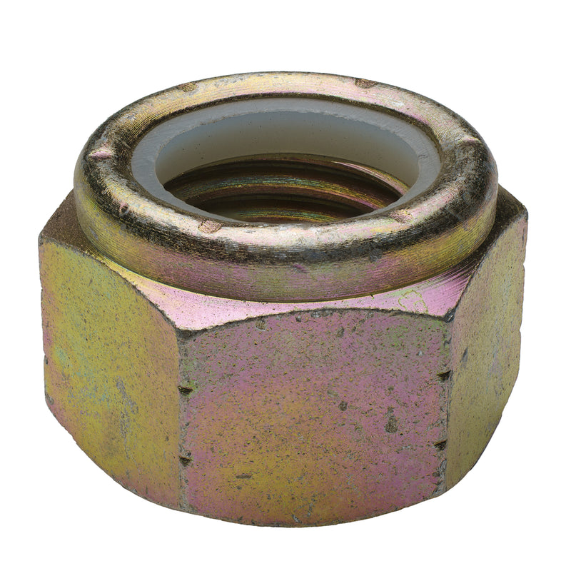 Grade 8 yellow zinc nylon insert locknut 1-1/8-7 industrial hardware