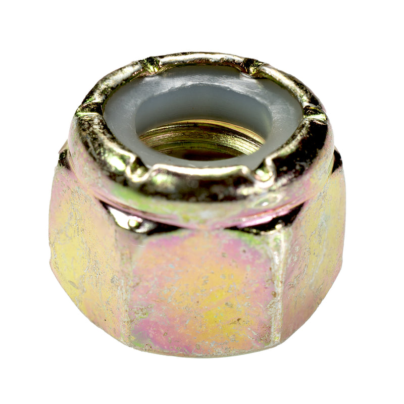 Nylon insert locknut 3/8-16 yellow zinc grade 8 secure fastening nut