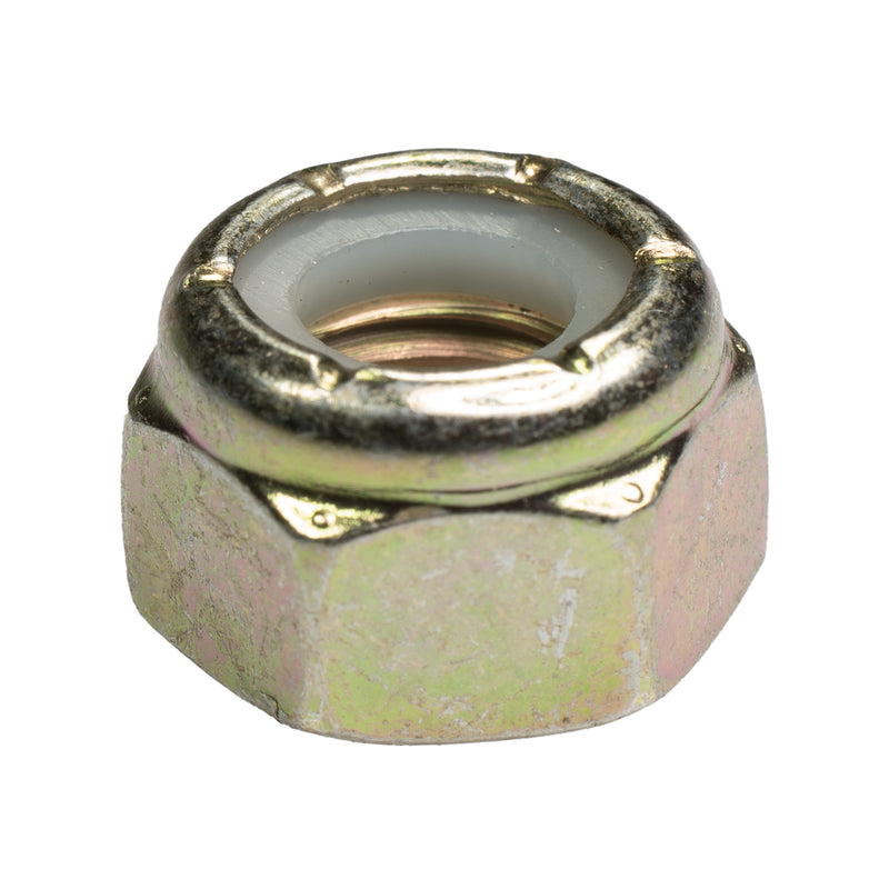 Yellow zinc nylon insert locknut 5/16-18 thread secure mechanical hardware