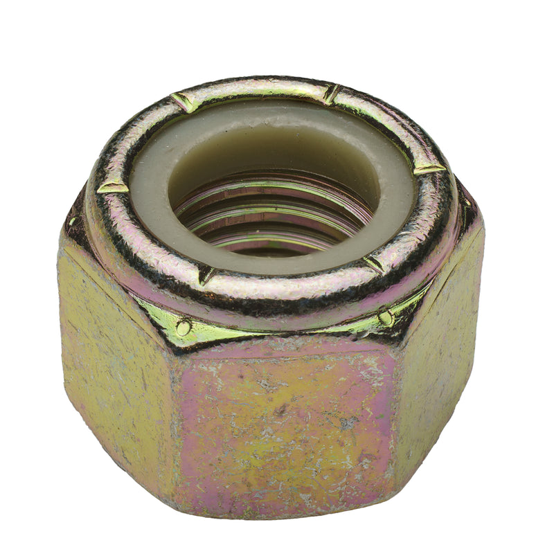 Nylon insert locknut 5/8-11 grade 8 yellow zinc structural hardware nut