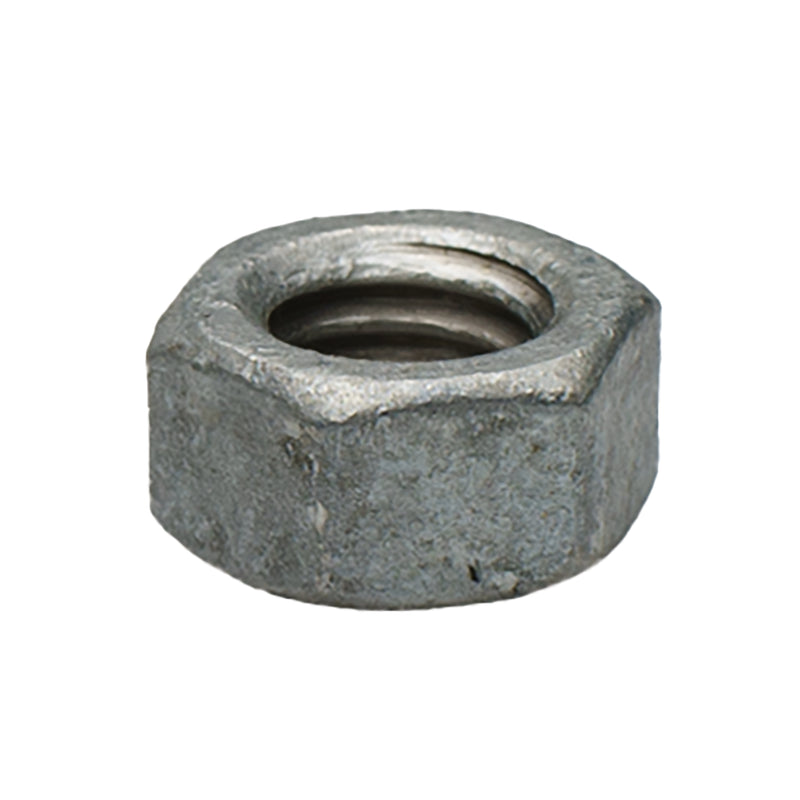 Grade 2 hot-dip galvanized hex nut, 5/16"-18 size, for corrosion-resistant general-purpose fastening.