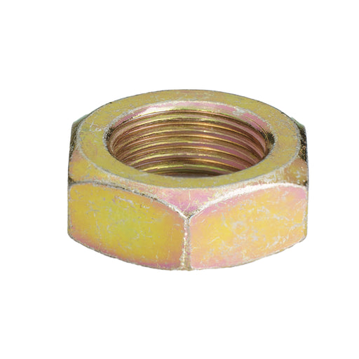 Grade 8 yellow zinc hex jam nut, 3/4"-16 size, for secure industrial fastening.
