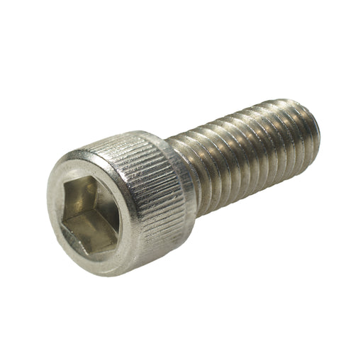 Stainless steel socket head cap screw, 3/8"-16 x 1.00", fully threaded for corrosion-resistant industrial fastening.