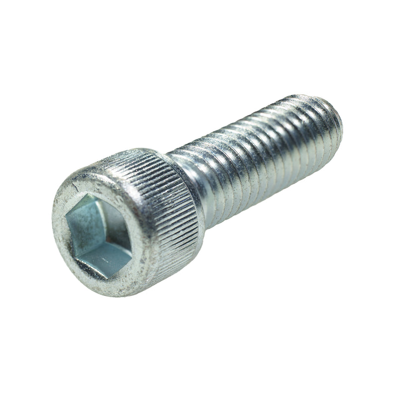 Zinc-plated socket head cap screw, 3/8"-16 x 1.25", partially threaded for secure industrial fastening.