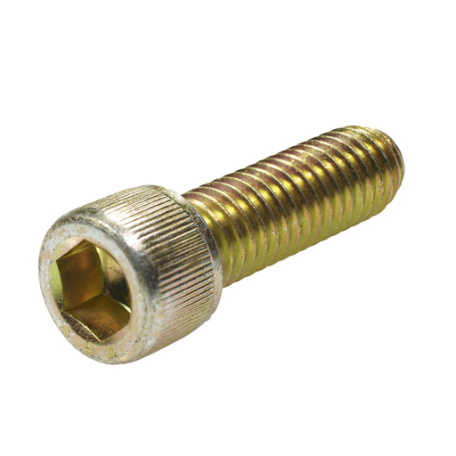 Yellow zinc socket head cap screw 3/8-16 x 1.25 in, full thread coaster bolt