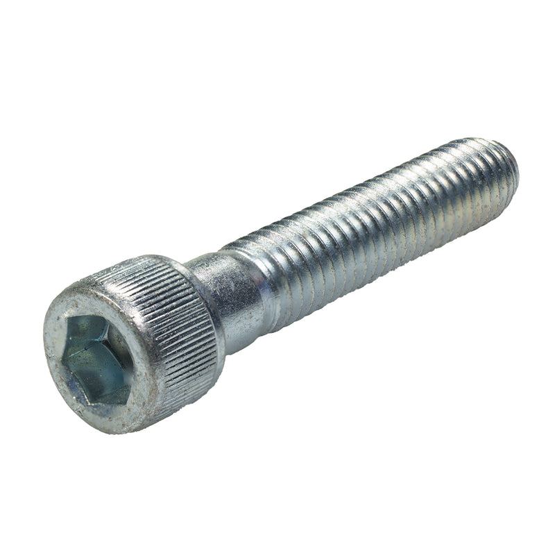 Zinc-plated socket head cap screw, 3/8"-16 x 2.00", partially threaded for secure industrial fastening.