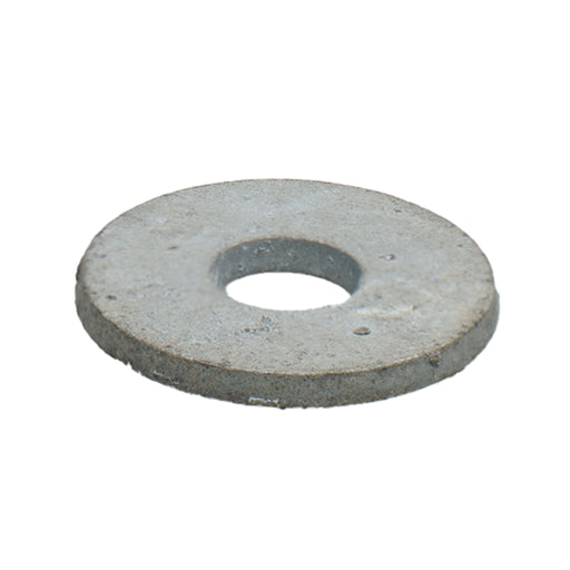 Hot-dip galvanized EU flat washer, 3/8" size with 1.13" OD and 0.12" thickness, for corrosion-resistant load distribution.