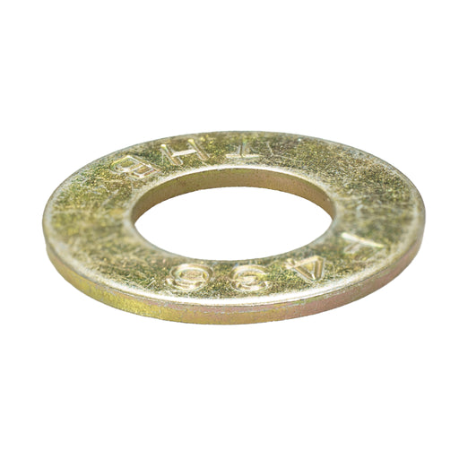 Flat washer 3/8 in, .81 OD x .07 thick yellow zinc SAE grade 8 washer