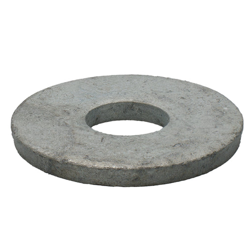 Hot-dip galvanized USS flat washer, 5/8" size with 1.75" OD and .13" thickness, for corrosion-resistant load distribution.