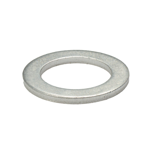 SAE Grade 8 yellow zinc flat washer, 7/16" size with 0.68" OD and 0.07" thickness, for high-strength load distribution.